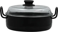 RIESS Oma's Emaille Schmorpfanne mit Glasdeckel &Oslash; 24 cm SCHWARZ 0458-022