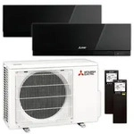 Mitsubishi Multisplit Klimaanlage Set | MSZ-EF | 1,8 kW + 2,5 kW | Black