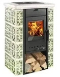 Haas+Sohn | Kaminofen Tirol 343.15-C perl-schwarz / gr&uuml;n-wei&szlig; | 6 kW