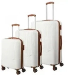 Travelite Bali 4w L/M/S Weiss/Cognac Koffer mit 4 Rollen Kofferset