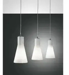 Fabas Luce Pendelleuchte DIANA, E27, 3-flammig, H&ouml;he verstellbar, Chrom / Glas wei&szlig;