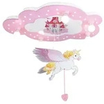 Elobra Kinderzimmer-Deckenleuchte SCHLOSS UND EINHORN Bildwolke, 5x E14, rosa