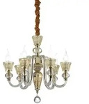 Ideal Lux Kronleuchter STRAUSS, 6-flammig, &Oslash; 50.5cm, E14, Ros&eacute;gold / Glas...