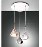 Fabas Luce Pendelleuchte LILA, 3-flammig, Rondell, 3x E27, Metall / Borosilikatglas,