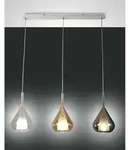 Fabas Luce Pendelleuchte LILA, 3-flammig, Leiste, 3x E27, Metall / Borosilikatglas,