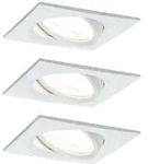 Paulmann 3er-Set LED Einbauleuchten-Set NOVA COIN, IP23, eckig, 8.4 x 8.4cm,