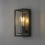 Konstsmide Wandleuchte BRINDISI, E27, mit Sensor, IP54, schwarz, Glas klar