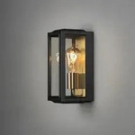Konstsmide Wandleuchte CARPI SMALL, E27, IP44, Glas klar, schwarz/Messing