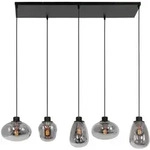 Steinhauer Pendelleuchte REFLEXION, 5-flammig, 5x E27, schwarz matt / Rauchglas