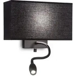 Ideal Lux Wandleuchte HOTEL AP1, E27 + LED-Spot, Stoffschirm, mit 2 Schaltern,