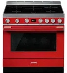 Smeg Kombistandherd, SMEG CPF9IPR, Induktion, Rot, 90 cm