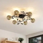 Deckenleuchte Lucande, Evory, dimmbar, Schwarz, f&uuml;r Wohnzimmer, Metall, Florentiner