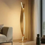 Stehleuchte Lucande, Marija, dimmbar, Gold / Messing, f&uuml;r Wohnzimmer, Metall, Modern
