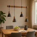 Pendelleuchte Lindby, Trebale, dimmbar, Schwarz, f&uuml;r Wohnzimmer, Metall,