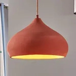 Pendelleuchte Lindby, Fiona, dimmbar, Orange, f&uuml;r Wohnzimmer, Beton,...