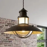 Pendelleuchte Lindby, Louisanne, dimmbar, Braun / Rost, f&uuml;r Flurbereich, Metall,
