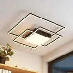Deckenleuchte Lindby, Nelinka, Schwarz, f&uuml;r Wohnzimmer, Metall, Modern - 60 - 58.5 -