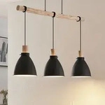 Pendelleuchte Lindby, Trebale, dimmbar, Schwarz, f&uuml;r Wohnzimmer, Metall,