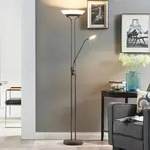 Stehleuchte Lindby, Yveta, dimmbar, Braun / Rost, f&uuml;r Wohnzimmer, Metall, Landhaus /