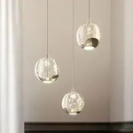 Pendelleuchte Lucande, Hayley, Transparent, f&uuml;r Wohnzimmer, Glas, Modern
