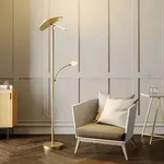 Stehleuchte Lucande, Anniki, dimmbar, Gold / Messing, f&uuml;r Wohnzimmer, Metall, Modern