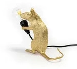 Tischleuchte SELETTI, Mouse Lamp Valentine, Gold / Messing, f&uuml;r Wohnzimmer,