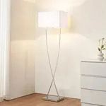 Stehleuchte Lucande, Evaine, Wei&szlig;, f&uuml;r Wohnzimmer, Metall, Modern - 45 - 157