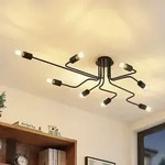 Deckenleuchte Lindby, Elimar, dimmbar, Schwarz, f&uuml;r Wohnzimmer, Metall, Vintage -