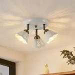 Deckenleuchte Lindby, Efgenia, dimmbar, Wei&szlig;, f&uuml;r Wohnzimmer, Keramik, Landhaus /