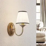 Wandleuchte Lindby, Lumiel, dimmbar, Bronze / Altmessing, f&uuml;r Wohnzimmer, Stoff /