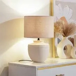 Tischleuchte Lindby, Thalassia, Beige, f&uuml;r Esszimmer, Keramik, Modern - 45.5
