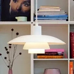 Pendelleuchte Louis Poulsen, PH 4/3, dimmbar, Wei&szlig;, f&uuml;r Wohnzimmer, Metall, Design