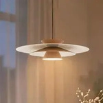 Pendelleuchte Lucande, Livie, dimmbar, Beige, f&uuml;r Esszimmer, Aluminium, Modern...