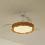Deckenleuchte Lucande, Lineta, dimmbar, Beige, f&uuml;r Wohnzimmer, Holz, Landhaus /