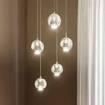 Pendelleuchte Lucande, Hayley, Transparent, f&uuml;r Wohnzimmer, Glas, Modern