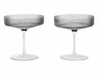 ferm LIVING - Ripple Champagne Saucers Set of 2 Smoked Grey