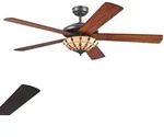 Deckenventilator Comet T mit Tiffany-Leuchte Westinghouse, Comet T, Holz, f&uuml;r