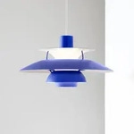 Pendelleuchte Louis Poulsen, PH 5, dimmbar, Blau, f&uuml;r Wohnzimmer, Metall, Design -