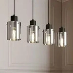 Pendelleuchte Lindby, Kourtney, dimmbar, Schwarz, f&uuml;r Wohnzimmer, Glas, Modern...