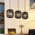 Pendelleuchte Lindby, Canyana, dimmbar, Schwarz, f&uuml;r Wohnzimmer, Holz,...