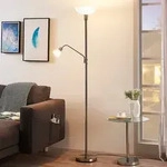 Stehleuchte Lindby, Jost, Grau, f&uuml;r Wohnzimmer, Metall, Modern - 180