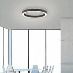 Deckenleuchte PURE, PURE Lines Round, dimmbar, Schwarz, f&uuml;r Wohnzimmer, Metall,