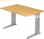 mcbuero.de Schreibtisch C-Fu&szlig; 120x80cm Buche/Silber
