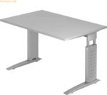 mcbuero.de Schreibtisch C-Fu&szlig; 120x80cm Grau/Silber