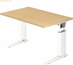 mcbuero.de Schreibtisch C-Fu&szlig; 120x80cm Ahorn/Wei&szlig;