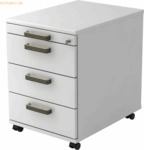 mcbuero.de Rollcontainer 58cm 3 Sch&uuml;be Schloss Streifengriff Wei&szlig;