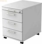 mcbuero.de Rollcontainer 58cm 3 Sch&uuml;be Schloss Relinggriff Wei&szlig;