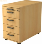 mcbuero.de Standcontainer 80cm 4 Schub Schloss Streifengriff Buche