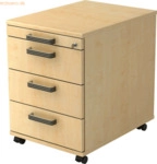 mcbuero.de Rollcontainer 58cm 3 Sch&uuml;be Schloss Streifengriff Ahorn