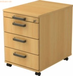 mcbuero.de Rollcontainer 58cm 3 Sch&uuml;be Schloss Streifengriff Buche